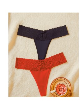 Tegan Büyük Beden Kadın 2'li Dantelli Seksi Tanga TG270053B