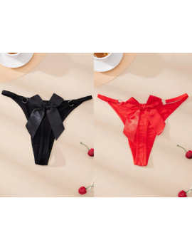 Tegan Büyük Beden Fantezi Kadın 2'li Fiyonklu Halkalı Tanga TG270044-B