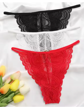 Tegan Büyük Beden Kadın 3'lü Dantel String - Tanga TG270041-B
