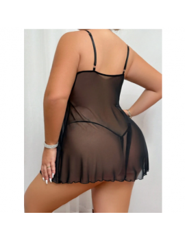 Tegan Fantezi Büyük Beden Göğsü Açık Transparan Gecelik TG273268