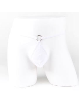 Tegan Fantezi Beyaz Transparan Halkalı Tül Erkek String Seksi Erkek İç Çamaşırı TG274611