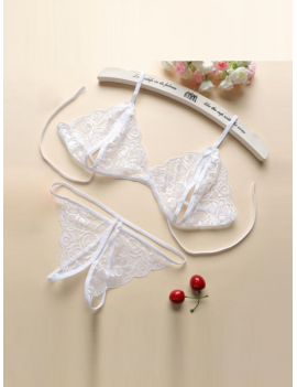Tegan Fantezi Beyaz Dantelli Seksi Sütyen Kilot Takım TG279706