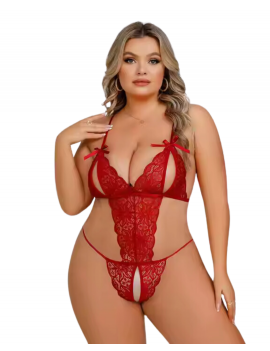 Tegan Büyük Beden Fantezi Kırmızı Dantelli Babydoll TG279250