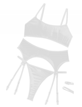 Tegan Fantezi Beyaz Transparan Tül Jartiyer Takımı TG273262