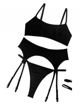 Tegan Fantezi Siyah Transparan Tül Jartiyer Takımı TG273263