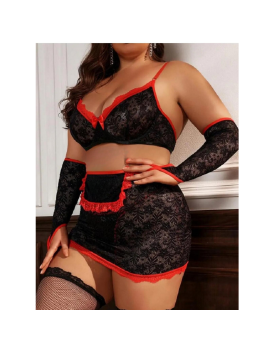 Tegan Büyük Beden Fantazi Seksi Dantel Babydol Fantezi Gecelik (Çorapsız) TG279233-B