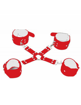 Tegan Fantezi Kırmızı Deri Pozisyon El Ayak Kelepçesi TG275413K