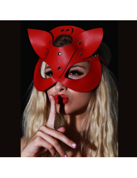 Tegan Fantezi Deri Seksi Kırmızı Kedi Maskesi TG275371