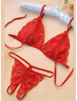 Tegan Fantezi Kırmızı Dantelli Seksi Sütyen Kilot Takım TG279703
