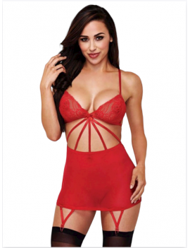 Tegan Fantazi Kırmızı Dantel Sütyenli Tül Etekli Jartiyer Takım İç Giyim TG273256-K