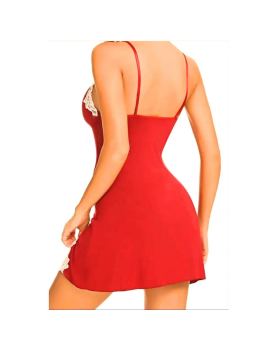 Tegan Fiyonklu Dantelli Yırtmaçlı Kırmızı Gecelik TG279247