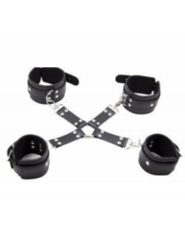 Tegan Fantezi Siyah Deri Pozisyon El Ayak Kelepçesi TG275413