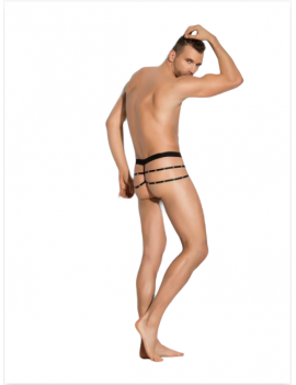 Tegan Fantezi Erkek Siyah Seksi Metalli Tanga - String TG274597