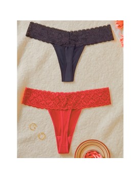 Tegan Büyük Beden Kadın 2'li Dantelli Seksi Tanga TG270053B